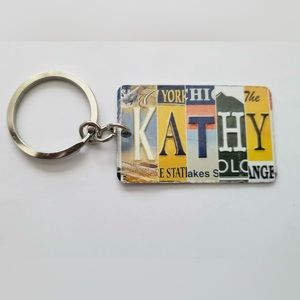 Multi-State License Plate Name Charm Keychain:KATHY